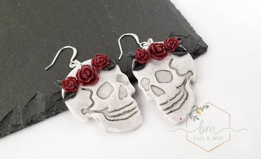 Rose Crown Skull Earrings