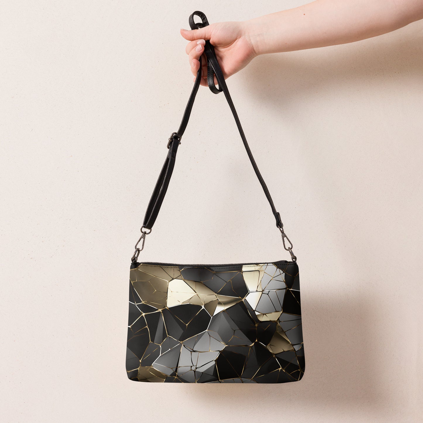 Black Abstract Crossbody Bag
