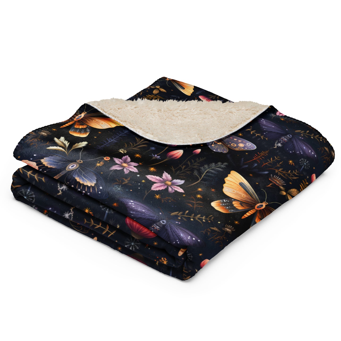 Mystic Moths Sherpa Blanket