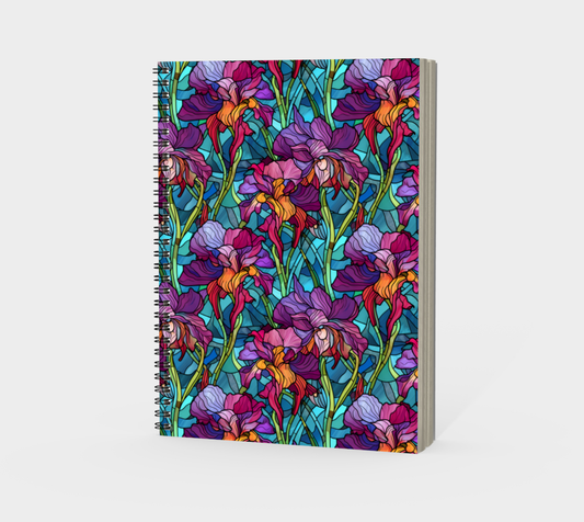 Stained Glass Iris Spiral Notebook