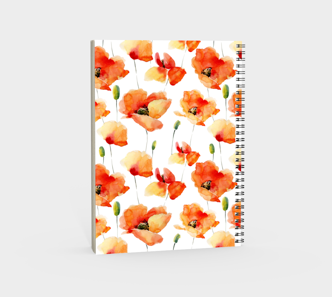 Watercolor Poppies Spiral Notebook