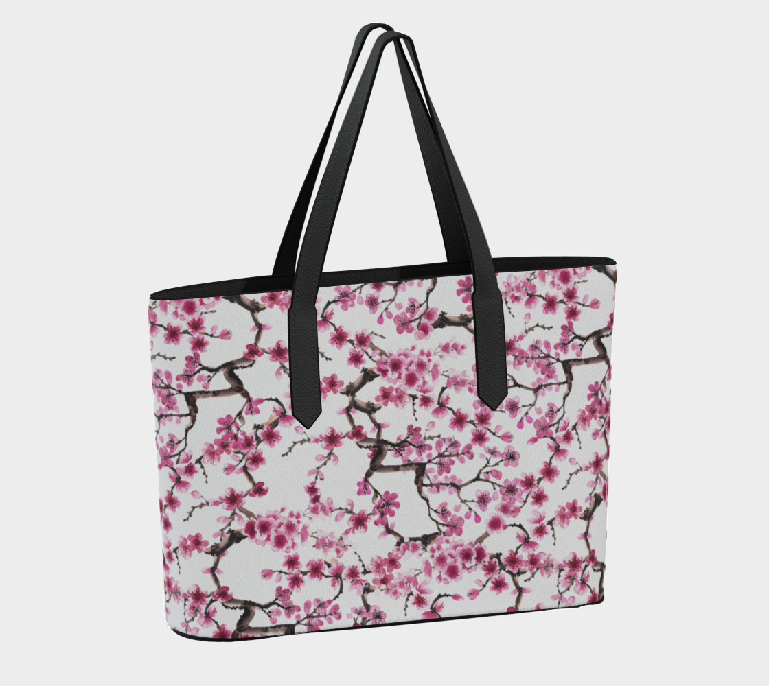 Cherry Blossom Vegan Leather Tote Bag