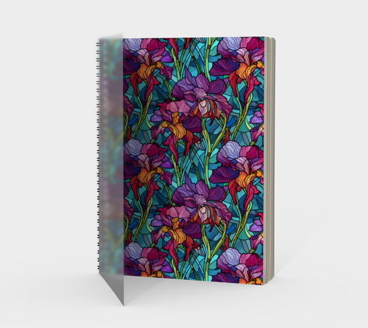 Stained Glass Iris Spiral Notebook