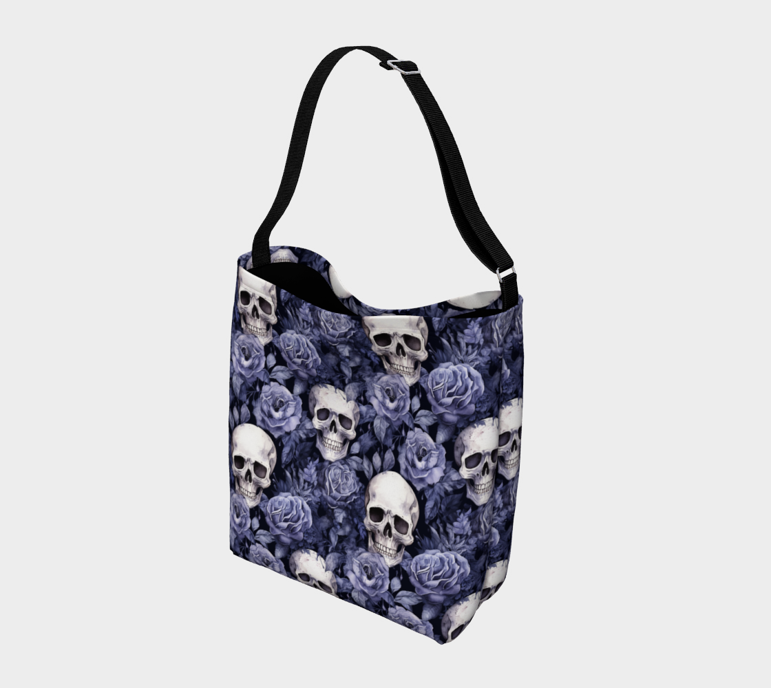 Periwinkle Roses Skull Day Bag